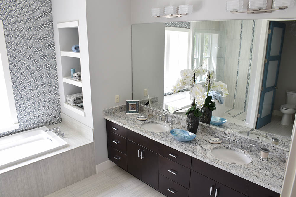 Bathroom Vanity Cabinets With Peac Granite Countertops