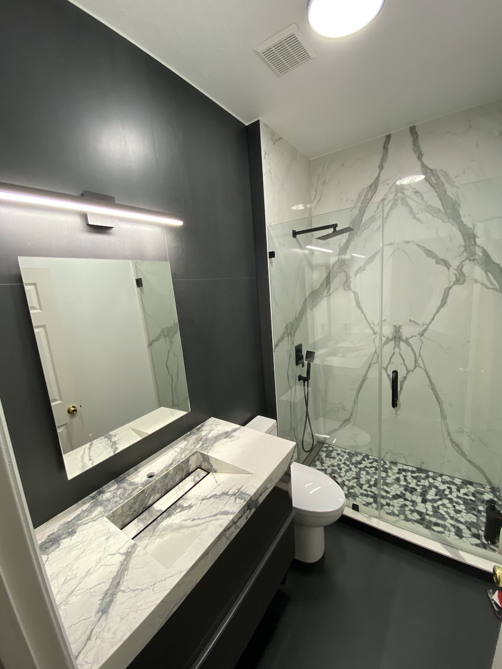 Porcelain bathroom full shower panels and vanity countertops – class with practicality