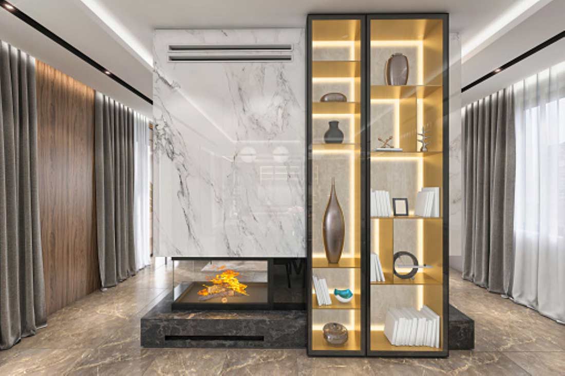 Marble fireplace for a cozy home