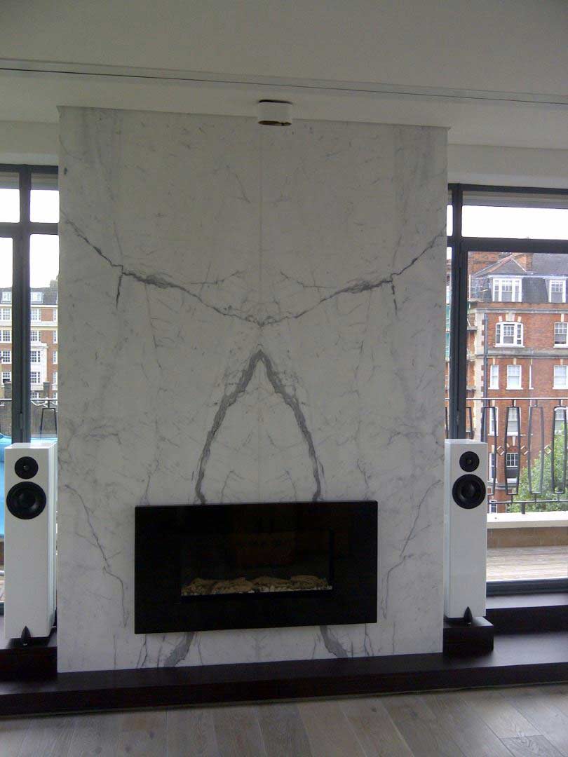 A marble fireplace will shine your living room!